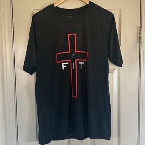 Black T-Shirt with Red Cross Design